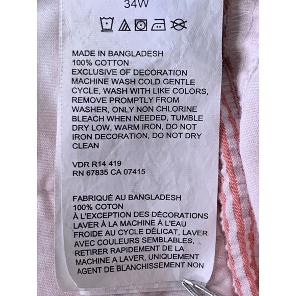 Nautica Seersucker Pink Cotton Burmuda Shorts Cruise Ship Size 34 6366 GUC - Picture 8 of 11